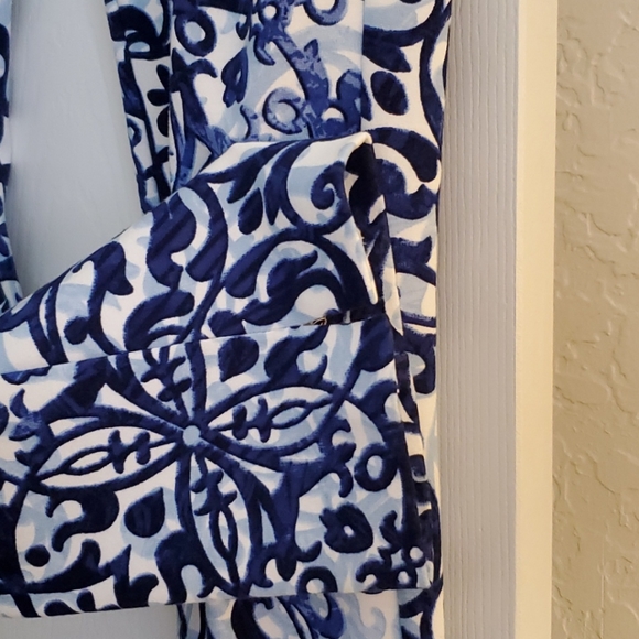 Chico's Navy Scroll Juliet Flat Front Pants - Picture 3 of 12